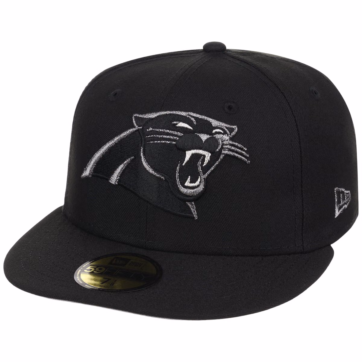 Carolina Panthers NFL Liquid Titanium New Era 59FIFTY detail view