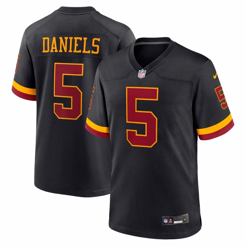 Jayden Daniels #5 Washington Commanders 2026 Game NFL Jersey Alternate Black view 1