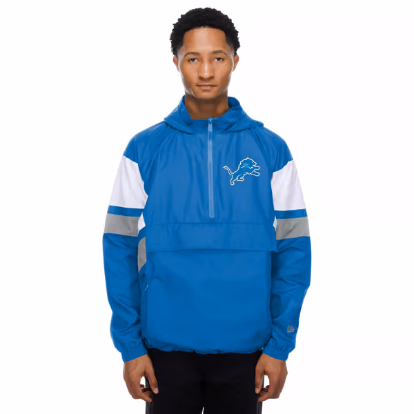 Detroit Lions NFL Quarter Zip Windbreaker Jacket Blue view 1