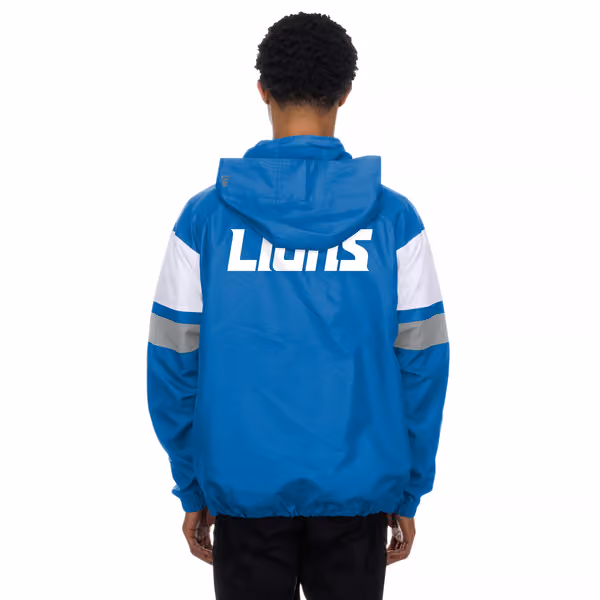 Detroit Lions NFL Quarter Zip Windbreaker Jacket Blue view 2