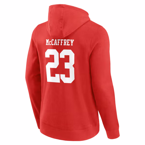 Christian McCaffrey #23 San Francisco 49ers Player NFL Hoodie Red view 3