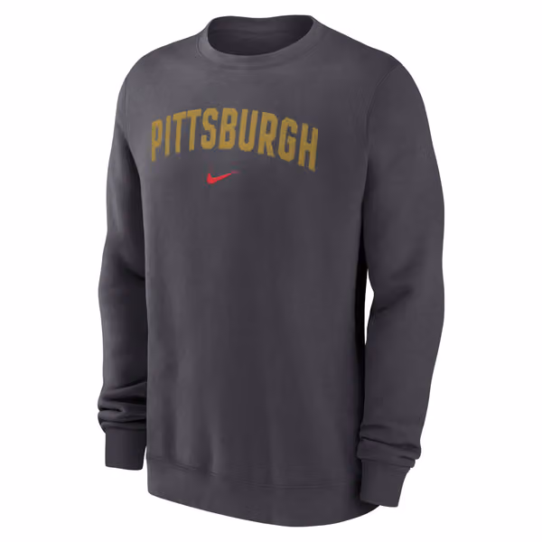 Pittsburgh Pirates City Connect 2-Hit Club Crew Pullover Dark Gray view 2