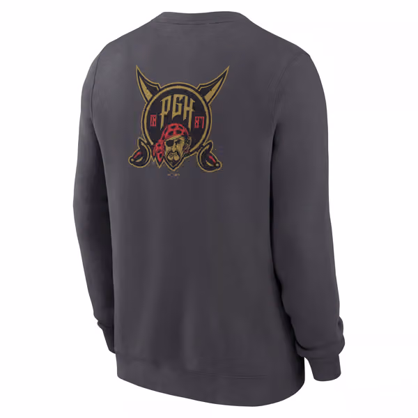 Pittsburgh Pirates City Connect 2-Hit Club Crew Pullover Dark Gray view 3