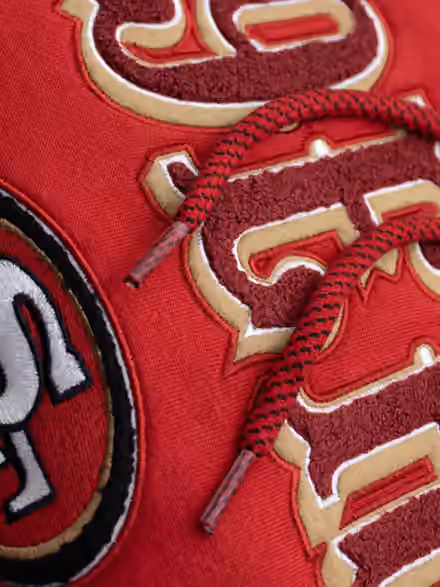 San Francisco 49ers Felt Logo Throwback NFL Hoodie Red view 3