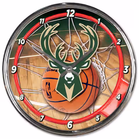 Milwaukee Bucks WinCraft Chrome NBA Wall Clock view 1