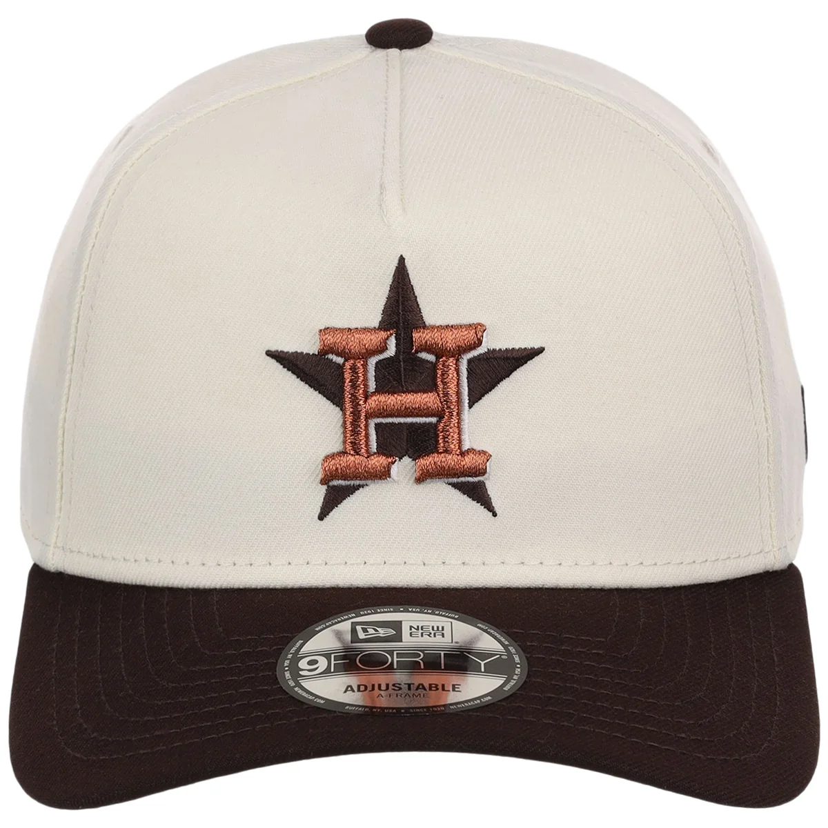 Houston Astros MLB Chrome x Burnt Wood FASHION CORE New Era 9FORTY A-Frame detail view