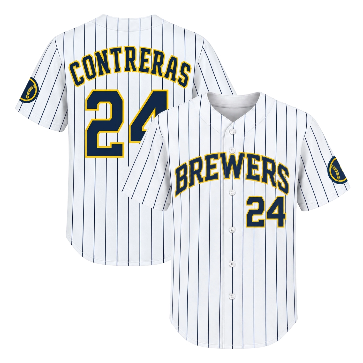 William Contreras Brewers Jersey Attractive White Pinstripe