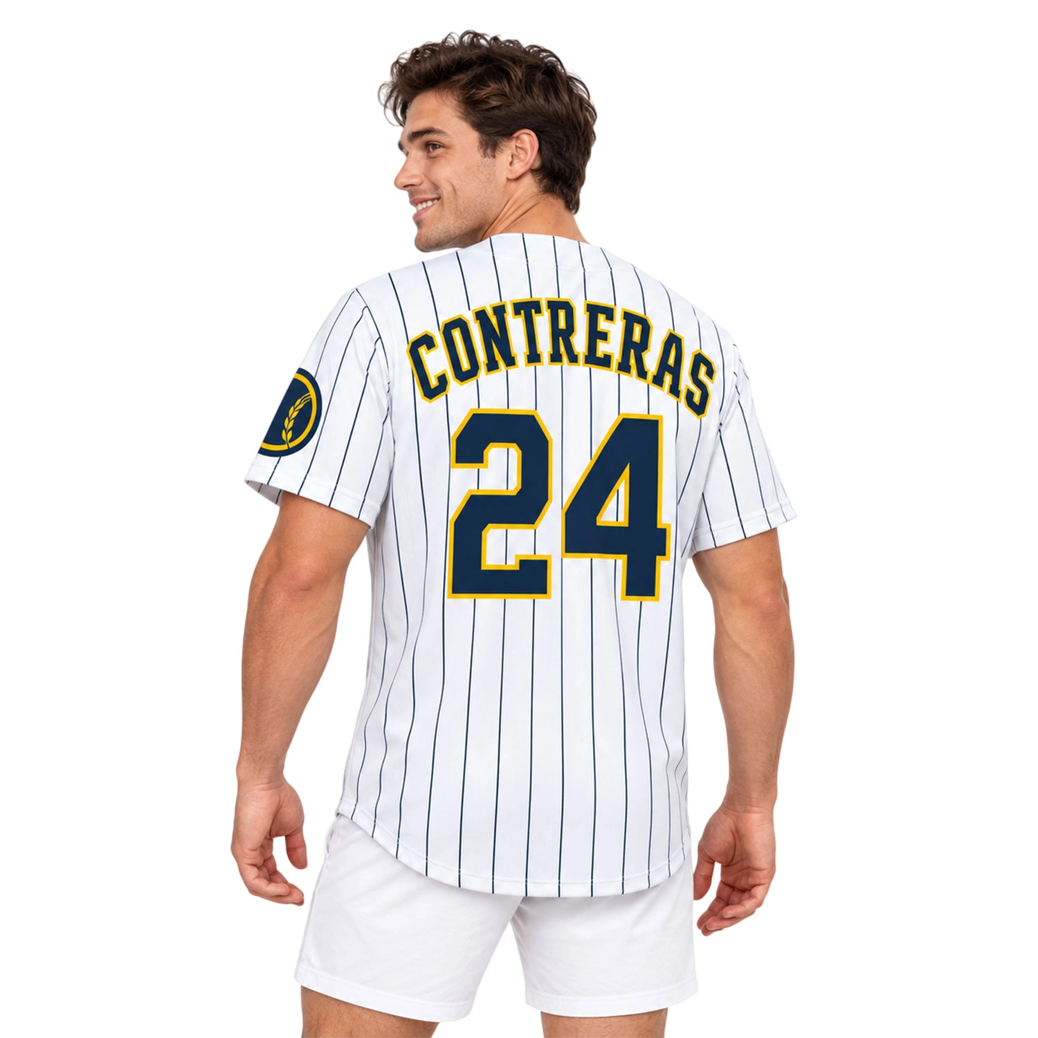 William Contreras Brewers Jersey Attractive White Pinstripe