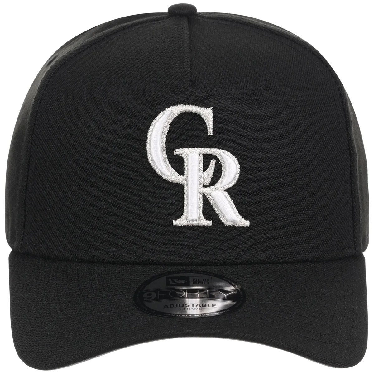 Colorado Rockies MLB Black x White FASHION CORE New Era 9FORTY A-Frame detail view