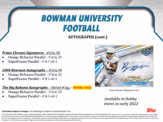 2022 Bowman Chrome University Football NCAA Hobby Box view 6