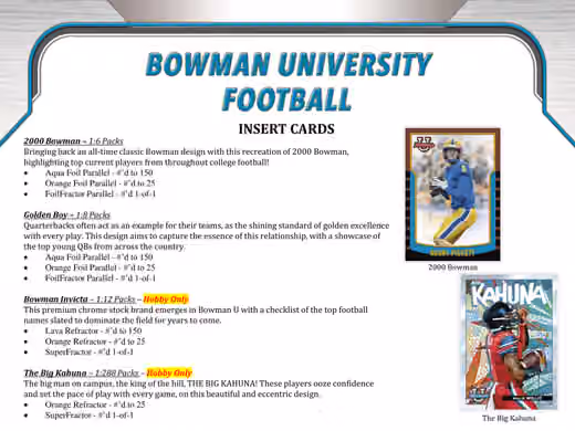 2022 Bowman Chrome University Football NCAA Hobby Box view 4