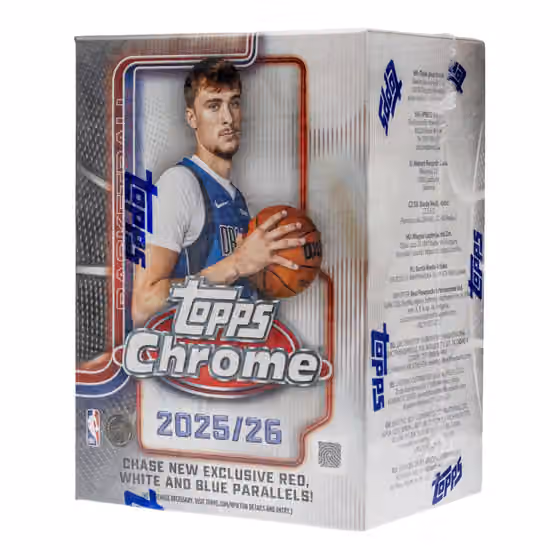 2025/26 Topps Chrome NBA Basketball Blaster Box view 1