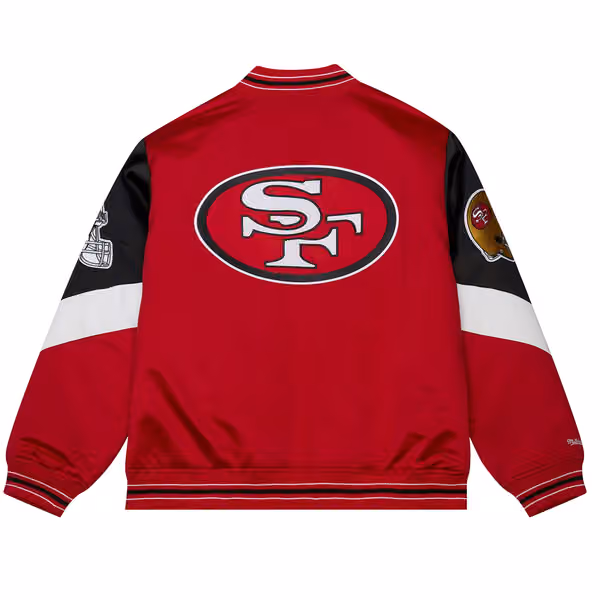 San Francisco 49ers Throw it Back Heavyweight Satin NFL Jacket Red view 2