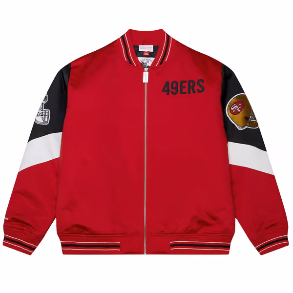 San Francisco 49ers Throw it Back Heavyweight Satin NFL Jacket Red view 1