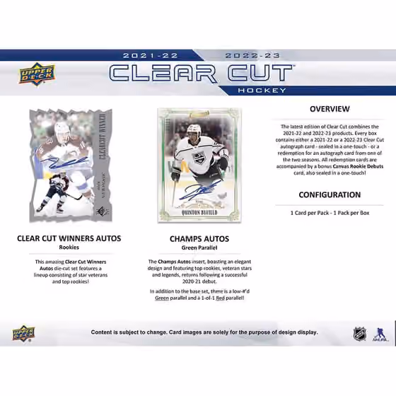 2022/23 Upper Deck Clear Cut Hockey NHL Hobby Box view 4