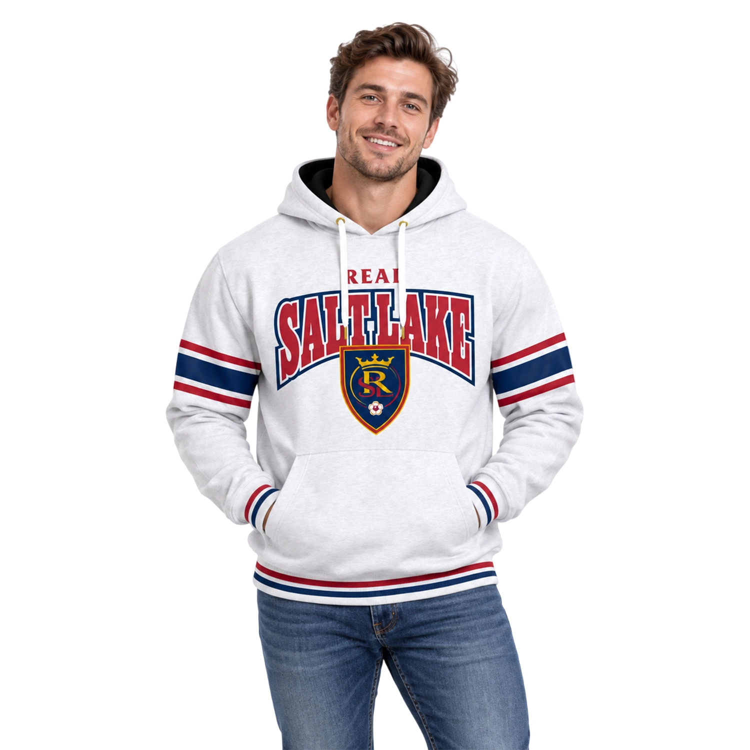 Real Salt Lake MLS Hoodie Custom Gray White Bold