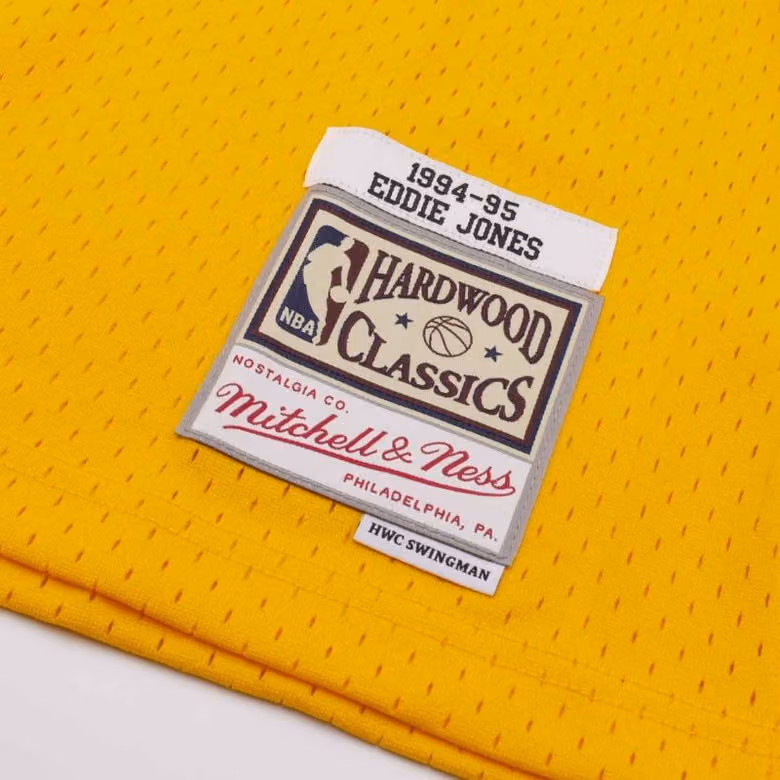 Eddie Jones #25 Los Angeles Lakers 1994-95 Swingman NBA Jersey Yellow view 3