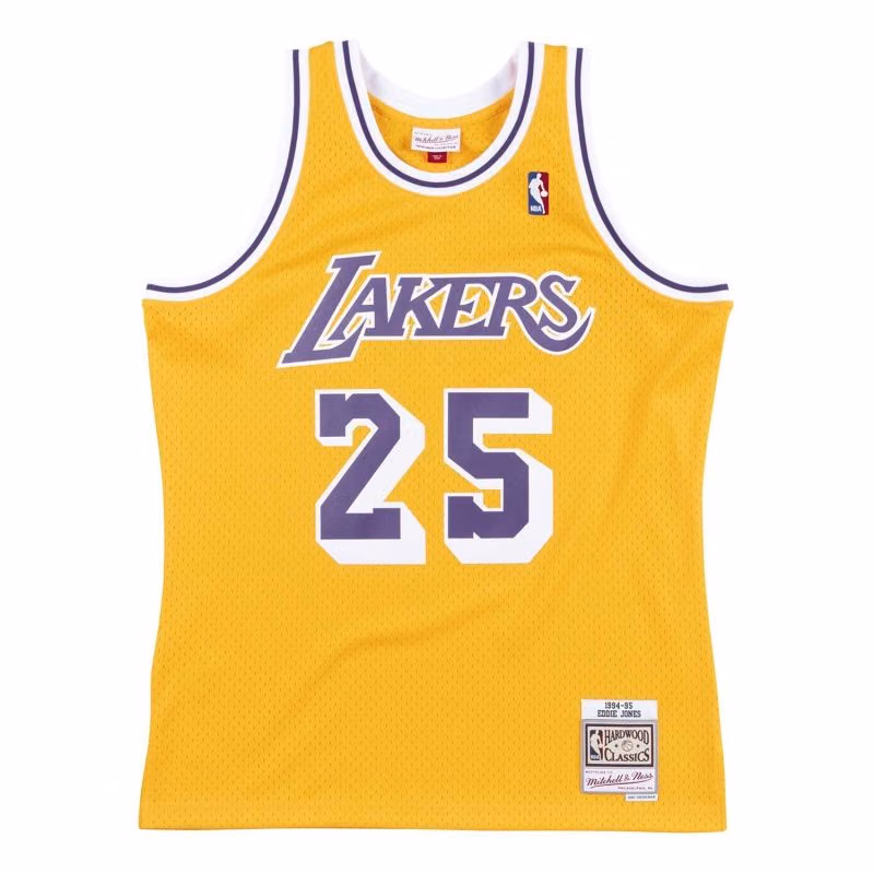 Eddie Jones #25 Los Angeles Lakers 1994-95 Swingman NBA Jersey Yellow view 1