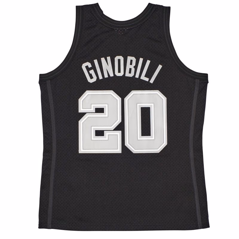 Manu Ginobili #20 San Antonio Spurs Black Mitchell & Ness Swingman NBA Jersey view 2