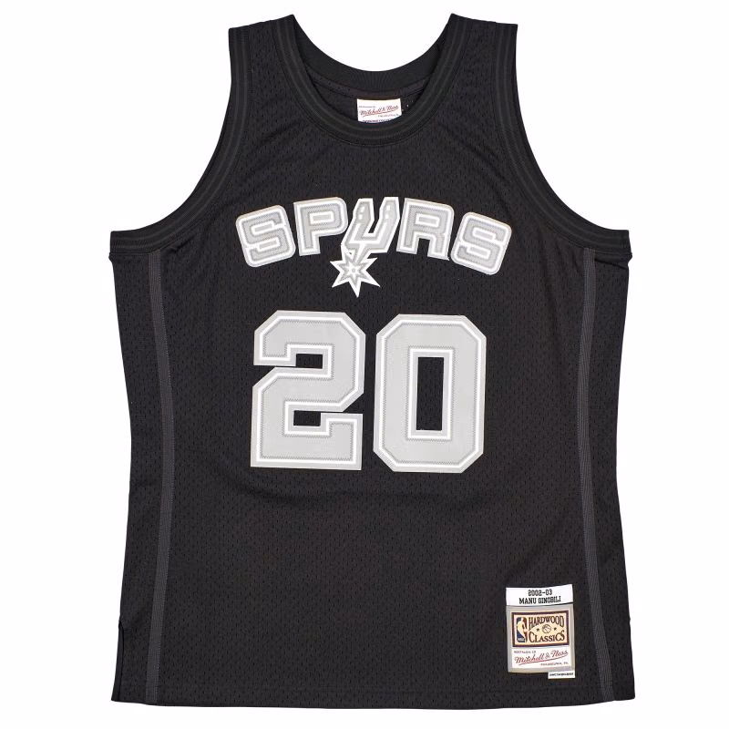 Manu Ginobili #20 San Antonio Spurs Black Mitchell & Ness Swingman NBA Jersey view 1