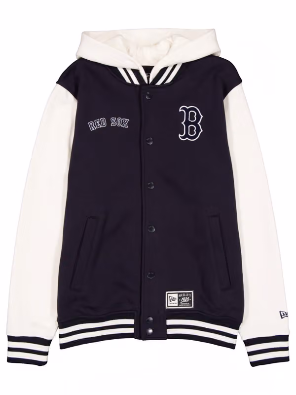 Boston Red Sox Letterman Hooded MLB Jacket Navy view 1