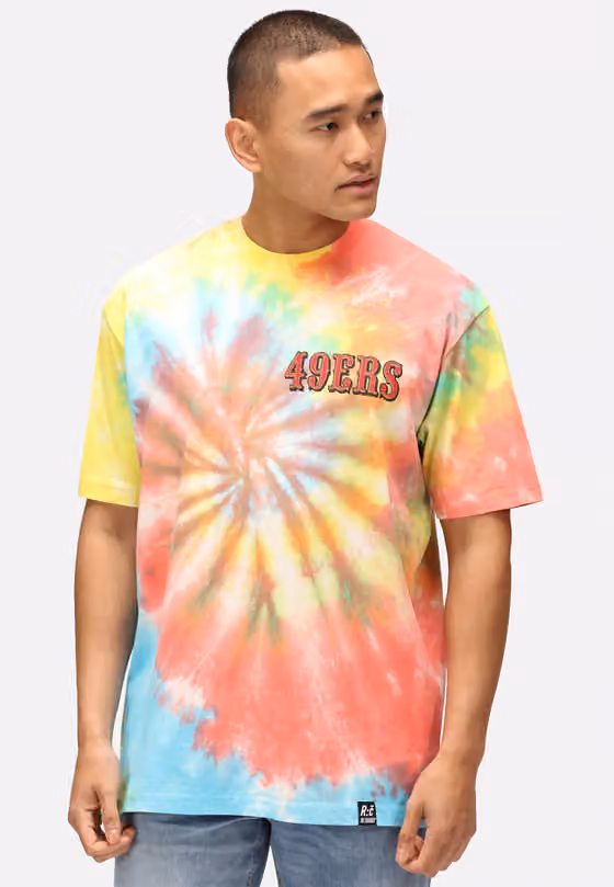 San Francisco 49ers Rainbow Tie-Dye Recovered Relaxed NFL T-Shirt view 2