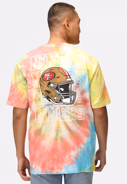 San Francisco 49ers Rainbow Tie-Dye Recovered Relaxed NFL T-Shirt view 3