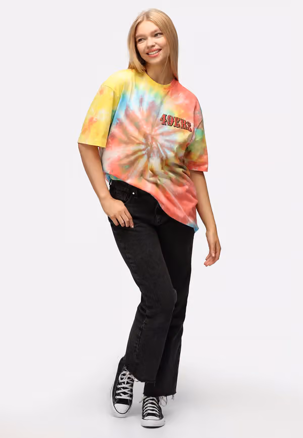 San Francisco 49ers Rainbow Tie-Dye Recovered Relaxed NFL T-Shirt view 5