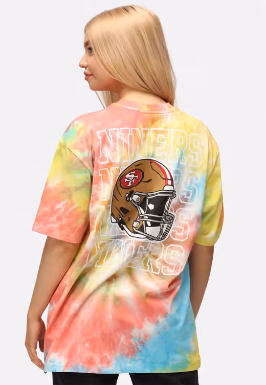 San Francisco 49ers Rainbow Tie-Dye Recovered Relaxed NFL T-Shirt view 4