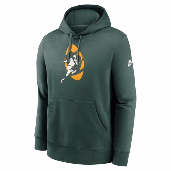 Green Bay Packers Throwback Nike Club NFL Hoodie Green view 1