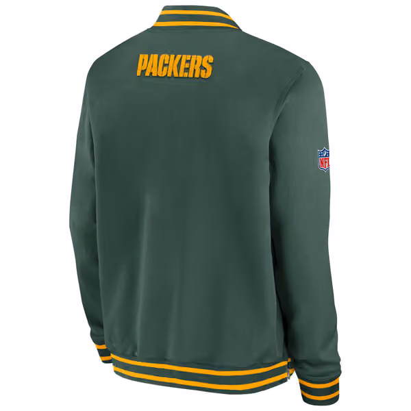 Green Bay Packers NFL Sideline Nike Coach Bomber Jacket view 3