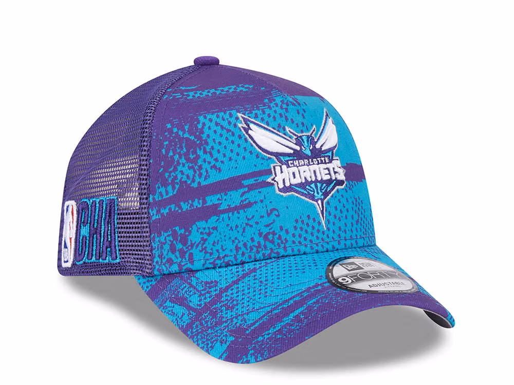 New Era Charlotte Hornets NBA Tip Off 2024 Trucker 9Forty A Frame Snapback Hat front