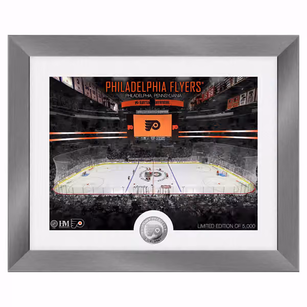 Philadelphia Flyers Art Deco Stadium Silver Coin Framed NHL Photo view 1