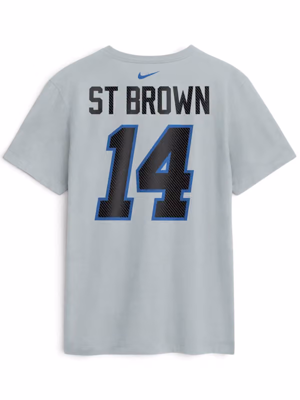 Amon-Ra St. Brown #14 Detroit Lions 2026 NFL Rivalries Player T-Shirt Gray view 3