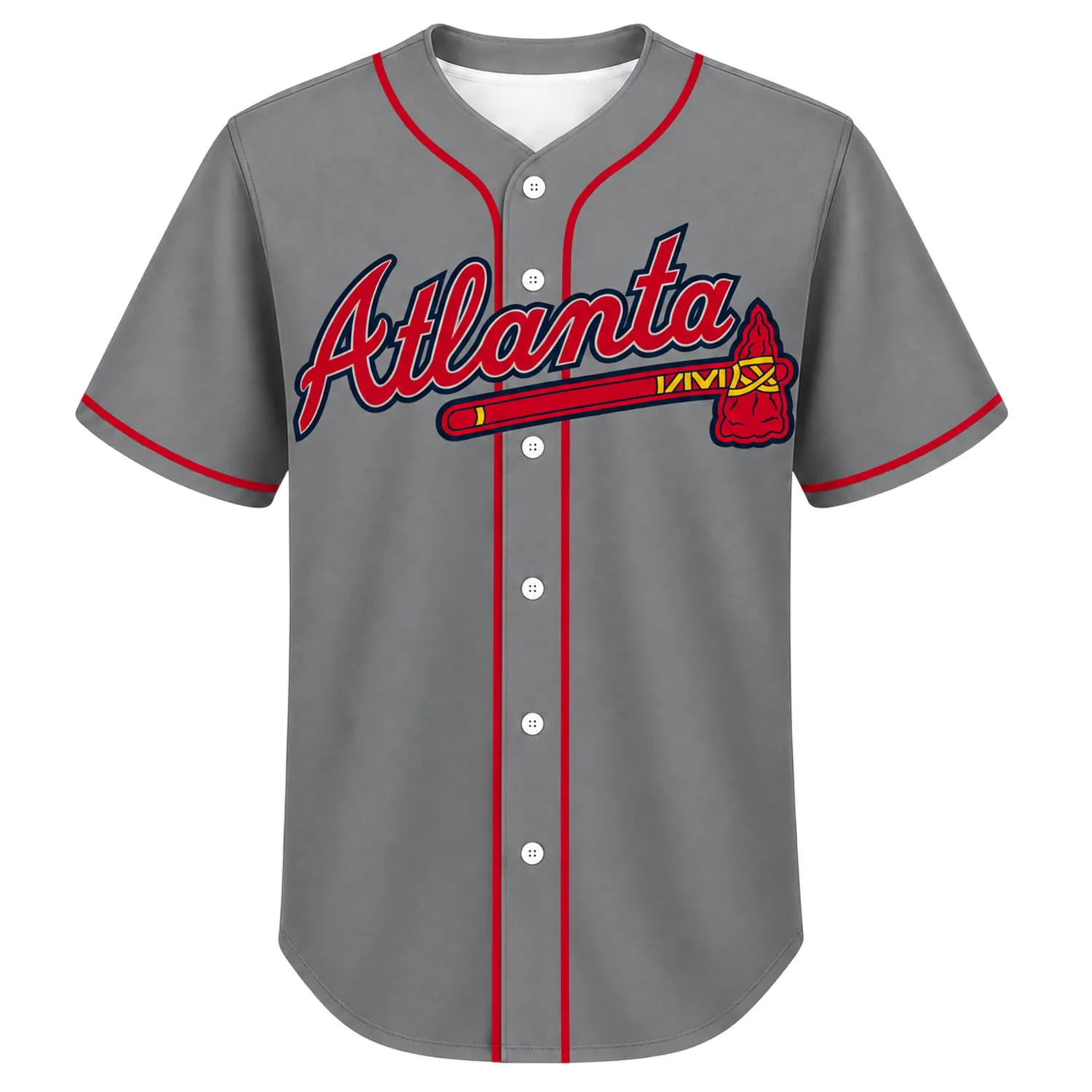 Atlanta Braves Grey Jersey Custom Bold Fan Style
