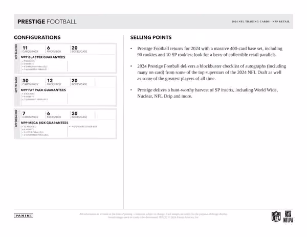 2024 Panini Prestige NFL Football Mega Box view 5