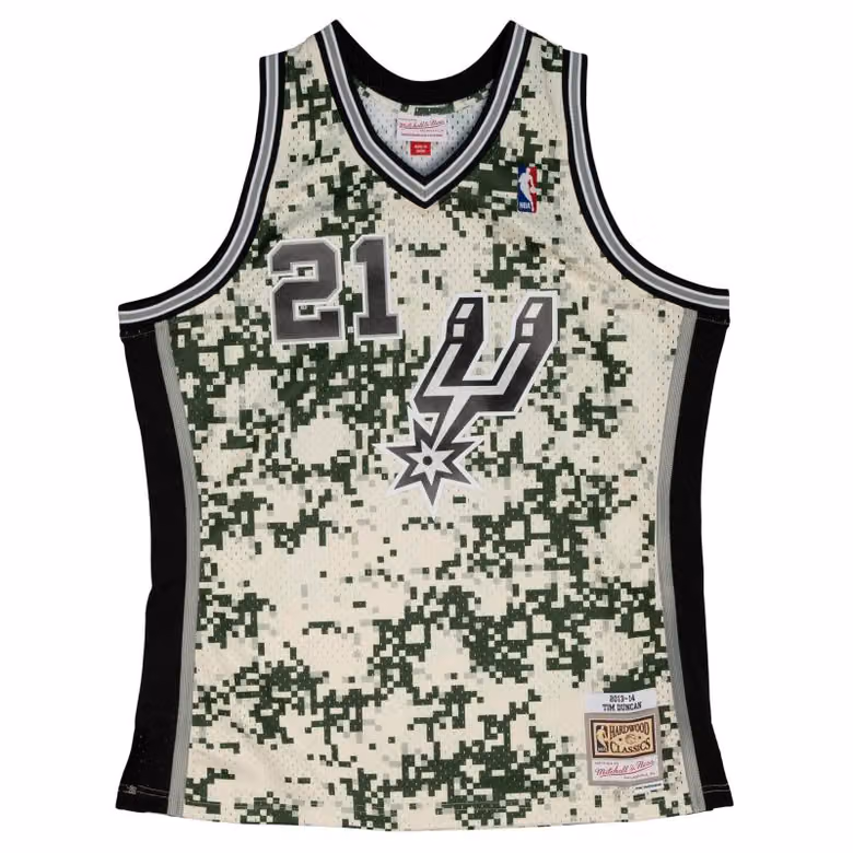 Tim Duncan #21 San Antonio Spurs 2013-14 Mitchell & Ness Swingman NBA Jersey Camo view 1