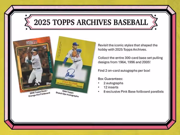 2025 Topps Archives Baseball MLB Hobby Pack view 3
