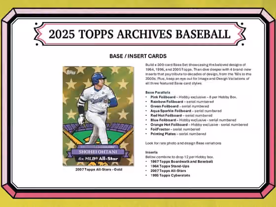 2025 Topps Archives Baseball MLB Hobby Pack view 4