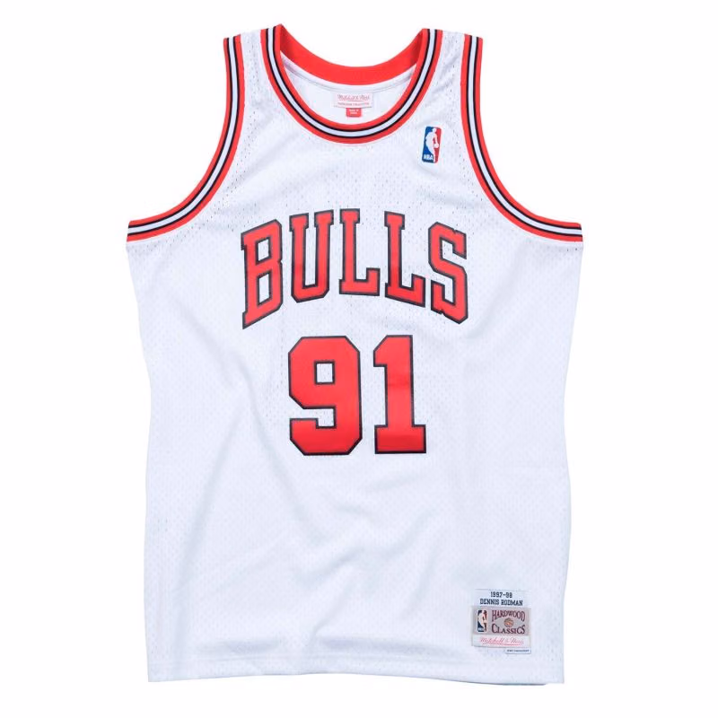 Dennis Rodman #91 Chicago Bulls 1997-98 Swingman NBA Jersey White view 1
