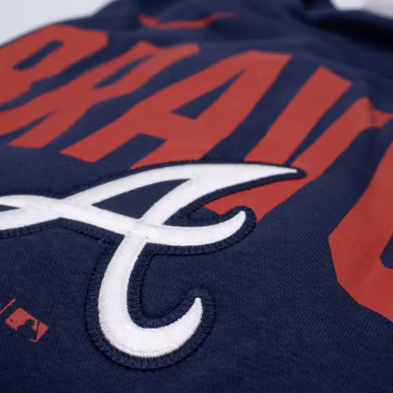 Atlanta Braves Club Fleece MLB Pullover Crew Navy view 3
