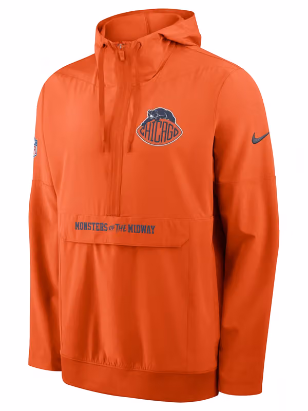 Chicago Bears 2026 NFL Rivalries Sideline Half-Zip Anorak Jacket Orange view 2