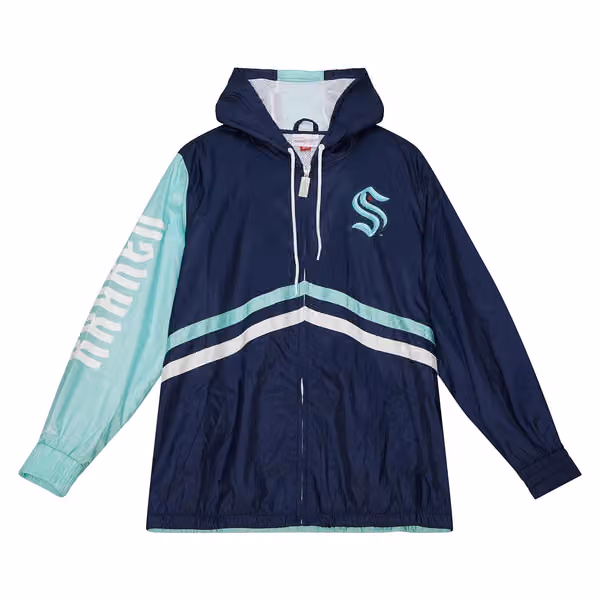 Seattle Kraken Undeniable Mitchell & Ness NHL Windbreaker Jacket view 1