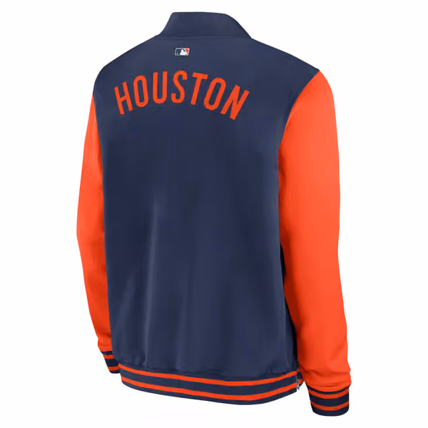 Houston Astros 2026 MLB Authentic Dugout Bomber Jacket Navy view 3