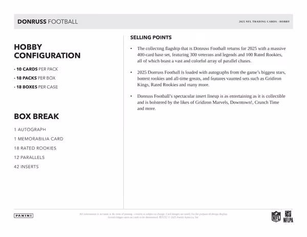 2025 Panini Donruss Football NFL Hobby Box view 5