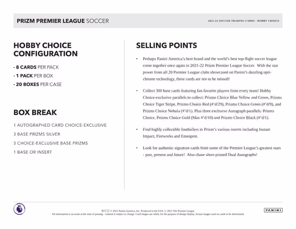 2021/22 Panini Prizm Premier League EPL Soccer Choice Hobby Box view 4