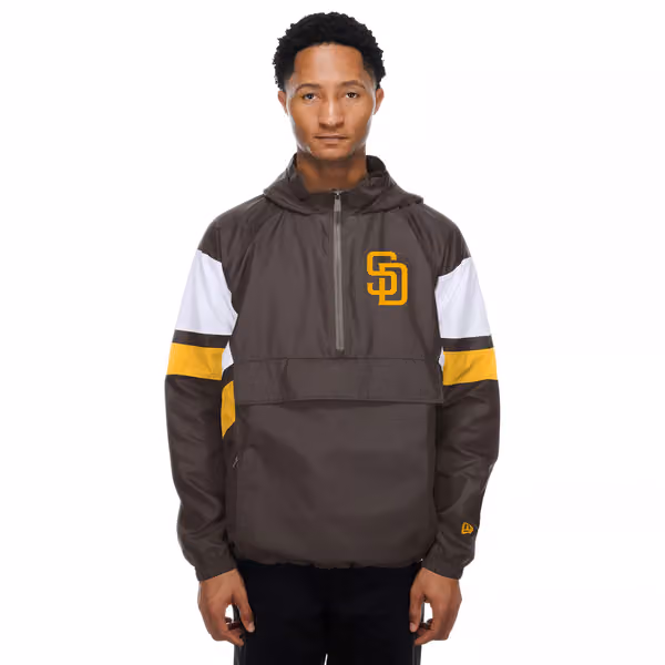 San Diego Padres MLB Quarter Zip Windbreaker Jacket Brown view 1