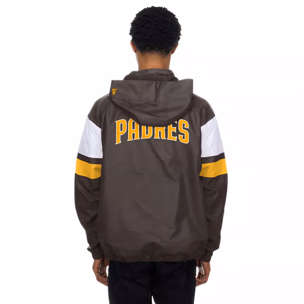 San Diego Padres MLB Quarter Zip Windbreaker Jacket Brown view 2