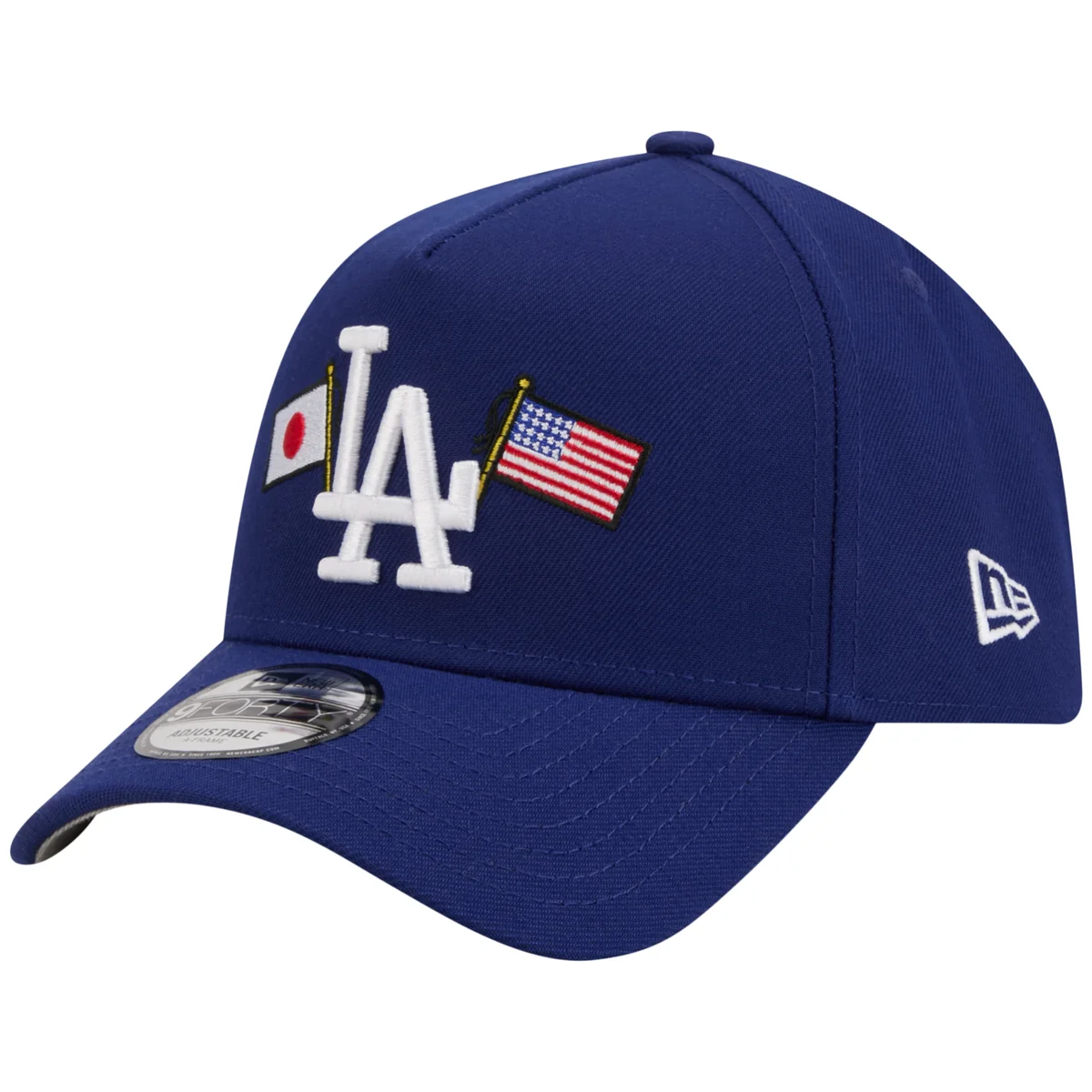Los Angeles Dodgers Los Angeles Crown the City - JAPAN USA Flags - Royal/Royal New Era 9FORTY detail view
