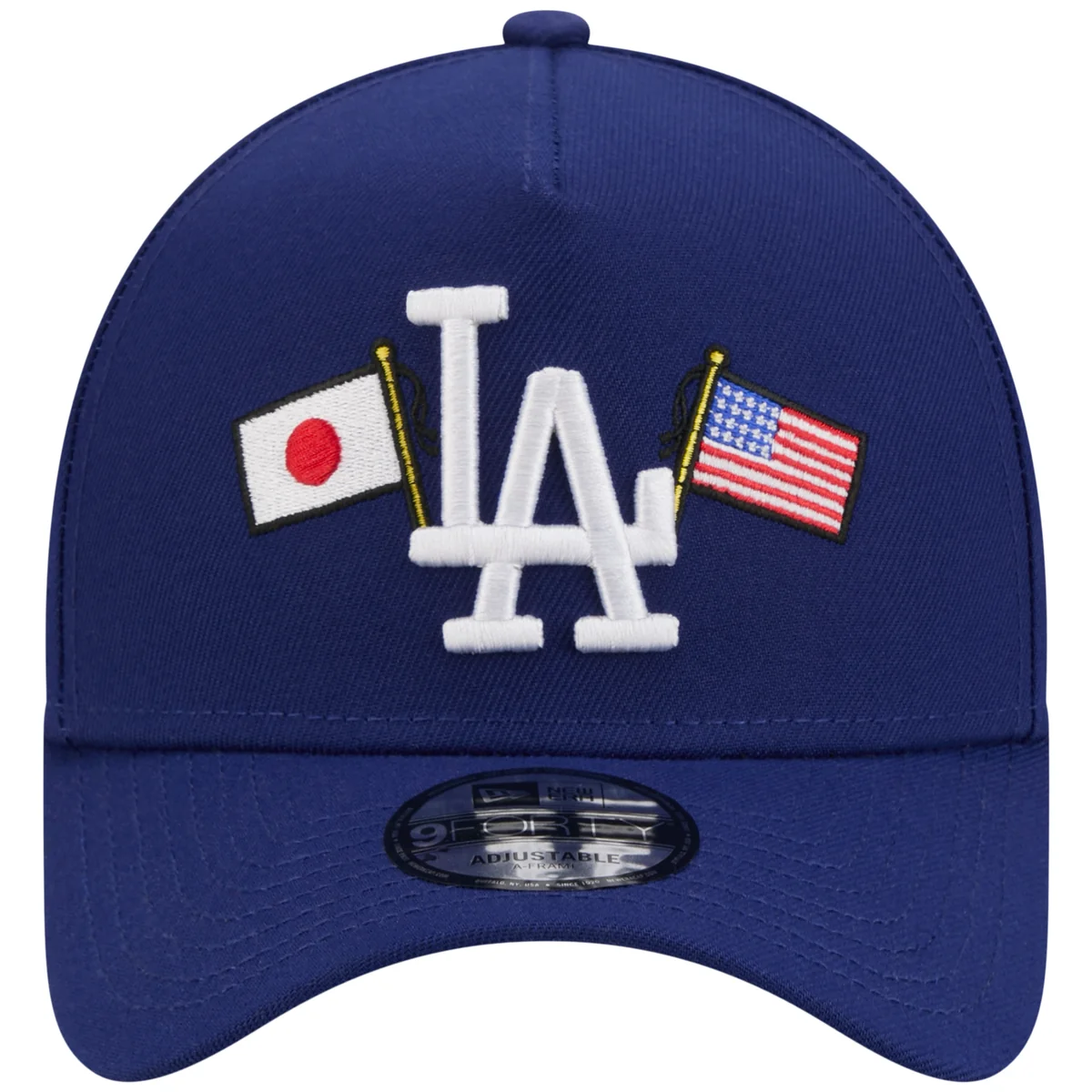 Los Angeles Dodgers Los Angeles Crown the City - JAPAN USA Flags - Royal/Royal New Era 9FORTY detail view